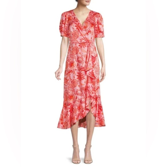 cinq a sept Dresses & Skirts - NWOT CINQ A SEPT Kay Floral-Print Midi-Dress English Rose Multi Boho Women’s 0